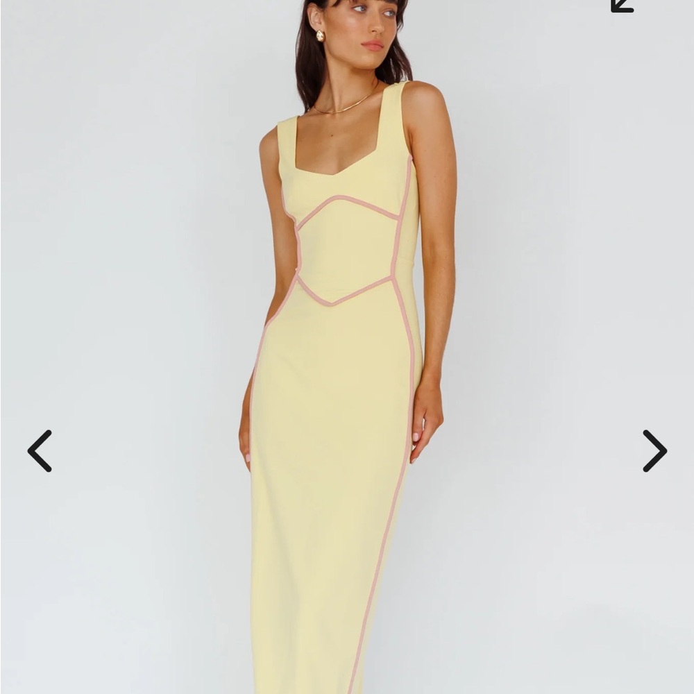 Shenae Piping Trim Maxi Dress Lemon